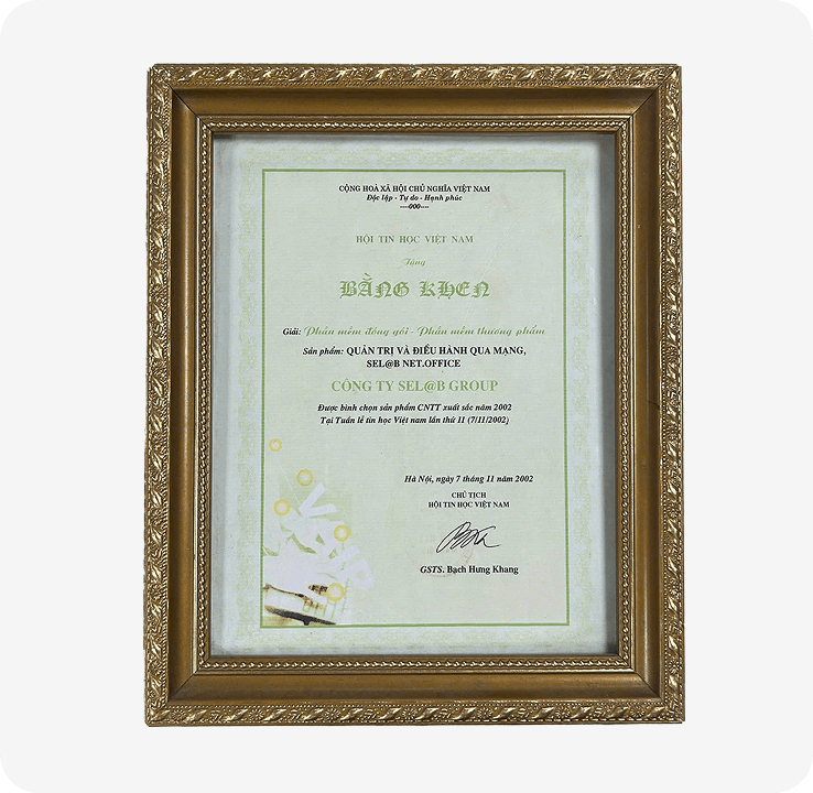 Bằng khen sản phẩm CNTT xuất sắc năm 2002