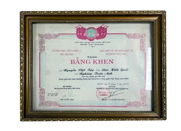 Bằng khen giải thưởng Sáng tạo khoa tạo  khoa học Công nghệ Việt Nam 2001
