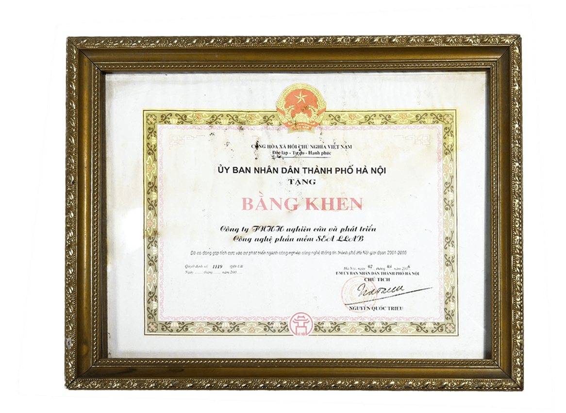 Bằng khen nghiên cứu và phát triển công nghệ phần mềm năm 2006